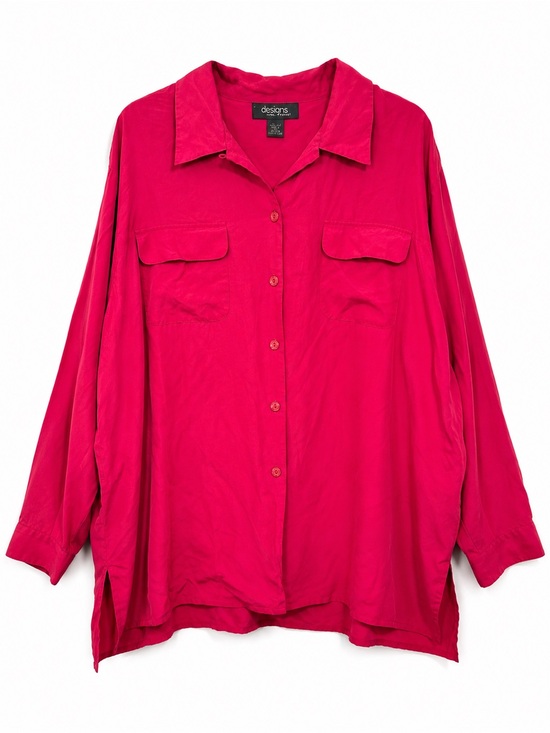 Lane Bryant Tops - Lane Bryant Bright Fuchsia Silk Shirt